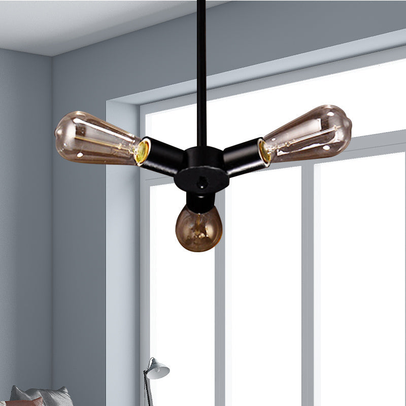 Vintage Black Finish Metal Chandelier With Hanging Rod - 3/4/5 Lights Perfect For Bars 3 /
