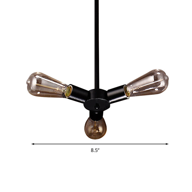 Vintage Black Finish Metal Chandelier With Hanging Rod - 3/4/5 Lights Perfect For Bars
