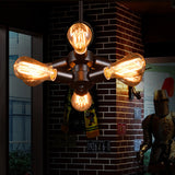 Vintage Black Finish Metal Chandelier With Hanging Rod - 3/4/5 Lights Perfect For Bars