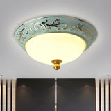 Blue Led Lodge Style Flush Mount Ceiling Light - 12/14 W Frosted Glass Warm/White