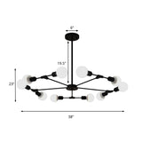 Metallic Black/Gold Chandelier: Modern 6/8 Light Industrial Ceiling Fixture For Bedroom