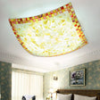 16’/12’W Convex Tiffany Style Stained Glass Flush Bedroom Light In Beige / 12’