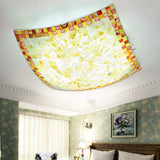 16’/12’W Convex Tiffany Style Stained Glass Flush Bedroom Light In Beige / 12’
