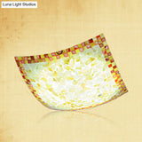 16’/12’W Convex Tiffany Style Stained Glass Flush Bedroom Light In Beige