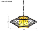 16/19.5/23.5 Single Fabric Pendulum Pendant Ceiling Lamp - Red/Yellow Cylindrical Design With Black