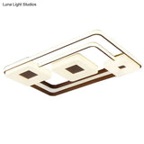 16’/19.5’/35.5’ Coffee Square/Rectangular Led Flush Mount Lamp - White Light Acrylic Ceiling