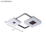 16’/19.5’/35.5’ Coffee Square/Rectangular Led Flush Mount Lamp - White Light Acrylic Ceiling