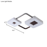 16’/19.5’/35.5’ Coffee Square/Rectangular Led Flush Mount Lamp - White Light Acrylic Ceiling
