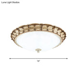 16’/19.5’ Antique - Style Brown Floral Flushmount Led Ceiling Light In Opal Glass - Warm/White