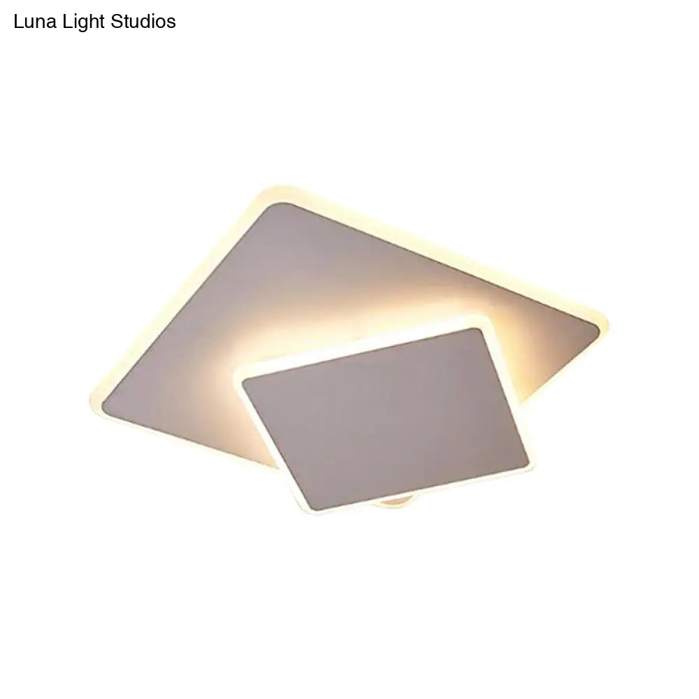 16/19.5 Creative Flush Mount Light With Overlapping Design - Modern Acrylic Round/Square/Triangle