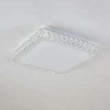 16/19.5 Crystal Flushmount Led Ceiling Light - Minimalist Square Design White