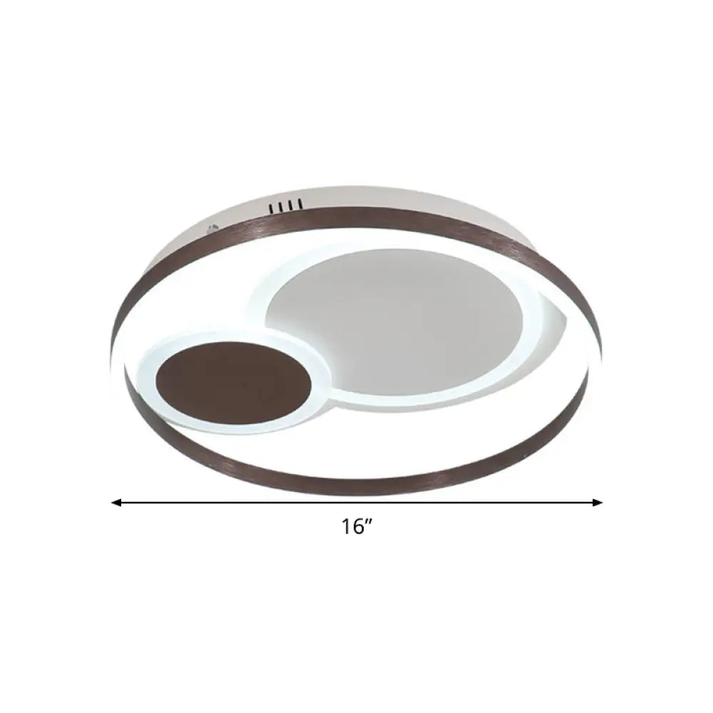 16/19.5 Dia Metal Orbit Ceiling Flush Light With Stepless Dimming - Modern Coffee Led Flushmount