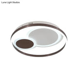 16’/19.5’ Dia Metal Orbit Ceiling Flush Light With Stepless Dimming - Modern Coffee Led