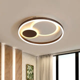 16’/19.5’ Dia Metal Orbit Ceiling Flush Light With Stepless Dimming - Modern Coffee Led