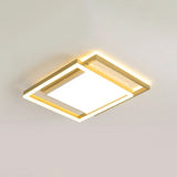 16/19.5 Gold Square Ceiling Flush Mount Led Metallic Flushmount Lighting Warm/White Light