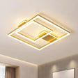 16’/19.5’ Led Flush Ceiling Light In Simple Gold With Square Metal Shade - White/Warm / 16’ White