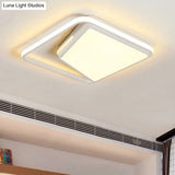 16/19.5 Metal Square Ceiling Mount Light Fixture - Contemporary Black/White Flush In Warm/White/3