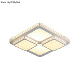 16’/19.5’ Minimalist Crystal Block Led Ceiling Lamp In Warm/White Light