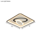16’/19.5’ Modern Black & White Led Flush Mount Lamp - Square Metal Design Warm/White Light