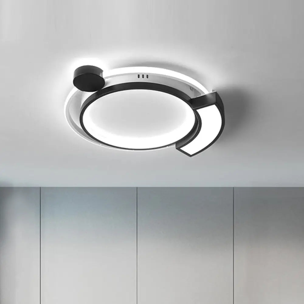 16’/19.5’ Modern Orbit Acrylic Led Flush Ceiling Light Black/Gold Finish White Black / 16’