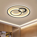16’/19.5’ Modern Round Flush Lamp Metallic Led Ceiling Fixture Black 3 Color Light - Perfect