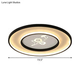 16’/19.5’ Modern Round Flush Mount Acrylic Led Ceiling Light Fixture In Black With Flower
