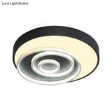 16’/19.5’ Multi - Ring Flush Mount Fixture In Black - Acrylic 1 Light Round Ceiling Lights With