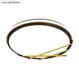 16’/19.5’ W Acrylic Round Flush Led Light Fixture In Black - Nordic Design Warm/White Lighting
