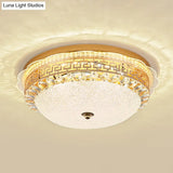 16’/19.5’ W Led Flush Mount Lighting With White Glass Bowl & Crystal Accent - Simple Elegant