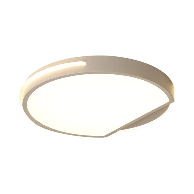 16/19.5 White Round Ceiling Mounted Led Flush Light Fixture Metal Construction Simple Style Stepless