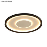 16’/19.5’ Wide Contemporary Black Tray Led Ceiling Lamp - Flush Mount Metal Lighting With