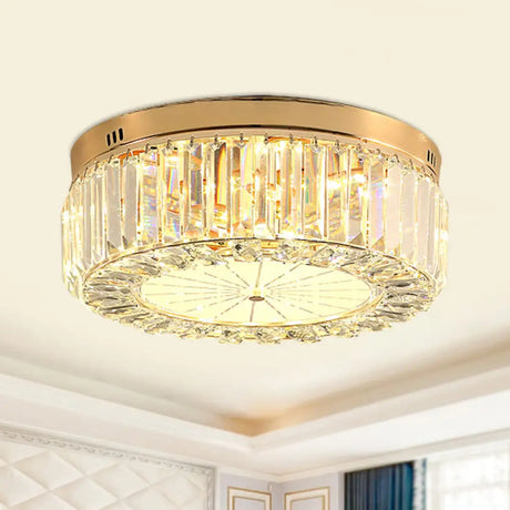 16’/19.5’ Wide Led Flushmount Modern Clear Prismatic Crystal Ceiling Light In Gold / 19.5’