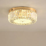 16’/19.5’ Wide Led Flushmount Modern Clear Prismatic Crystal Ceiling Light In Gold / 16’