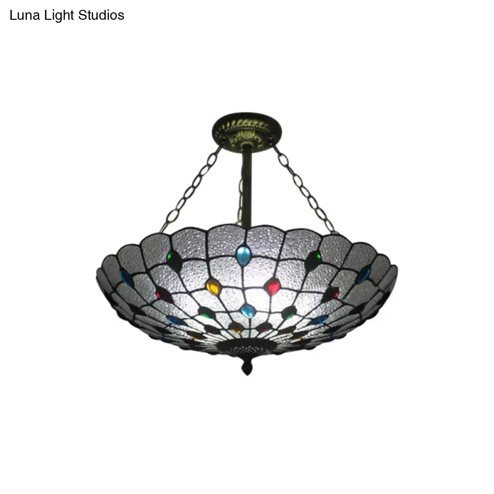 16’/19.5’ Wide Peacock Pendant Light Inverted Chandelier With Colorful Jewelry – Traditional