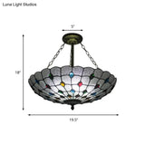16’/19.5’ Wide Peacock Pendant Light Inverted Chandelier With Colorful Jewelry – Traditional