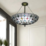 16’/19.5’ Wide Peacock Pendant Light Inverted Chandelier With Colorful Jewelry – Traditional