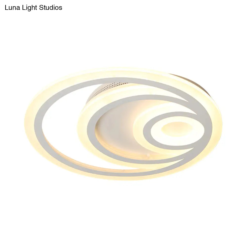 16’/19.5’ Wide Ripple Acrylic Flush Mount Led Ceiling Light Minimalist White Warm/White/3 -