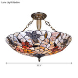 16’/20.5’ Wide Butterfly Shell Ceiling Flush Mount - Mediterranean Design 3/4 Silver Semi Lights