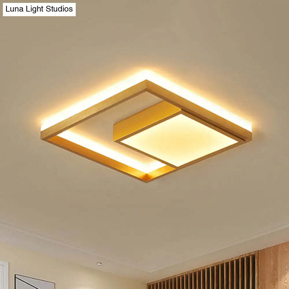 16’/23.5’ Gold Square Ceiling Light - Modern Metal Led Flush Mount In Warm/White