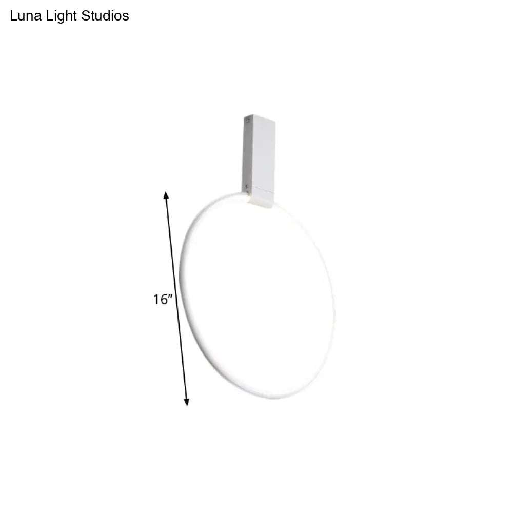 16’/23.5’ Wide Ring Led Flush Mount Ceiling Lamp In Modern Metallic Black/White/Gold Finishes