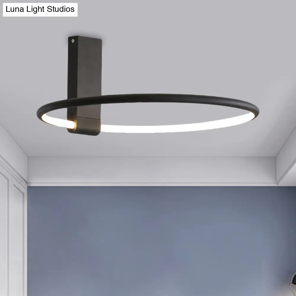 16’/23.5’ Wide Ring Led Flush Mount Ceiling Lamp In Modern Metallic Black/White/Gold Finishes