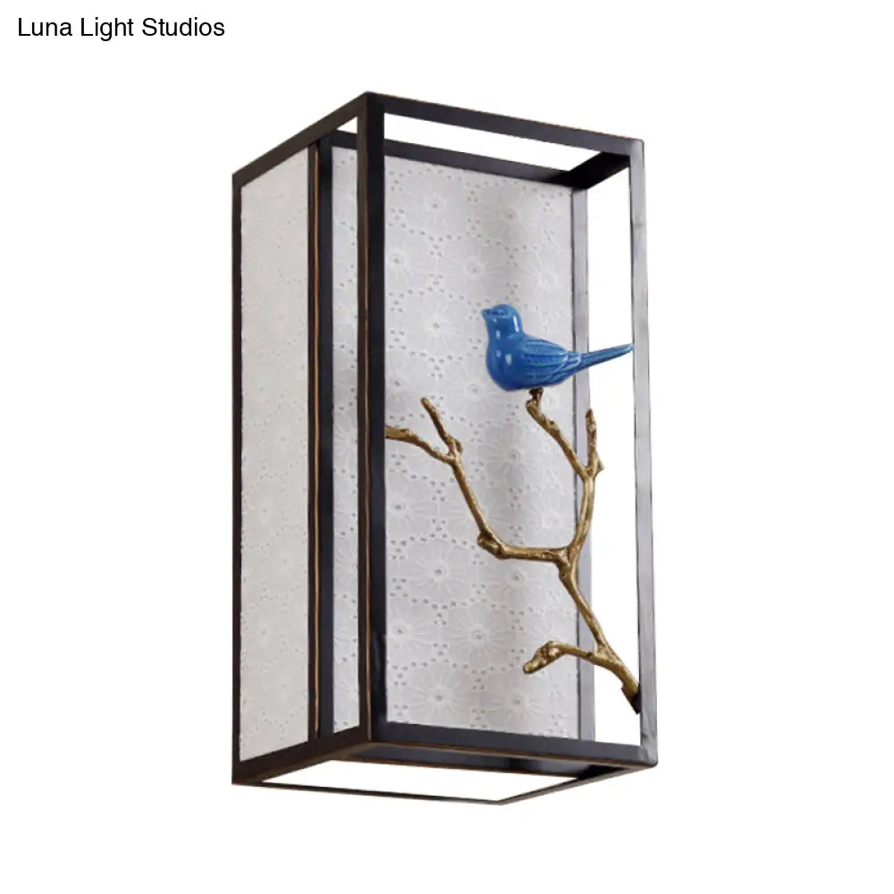 16/31.5 H Black Fabric Wall Mounted Light: Classic 1-Light Sconce For Living Room