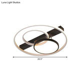 16.5’/20.5’ Contemporary Black And White Led Semi Flush Mount Ceiling Light