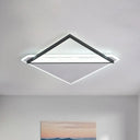 16.5’/20.5’ Led Ceiling Flush Light Metallic Black And White Rhombus Indoor Lighting Warm/White