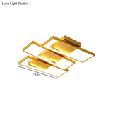 16.5/20.5 Modern Led Flush Ceiling Light In Gold Rectangle Shape Acrylic Shade