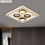 16.5’/20.5’ Nordic Squared Flush Lamp Led Ceiling Light Black & White 3 Color Options