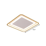 16.5/20.5 W Modern Led Flush Light Gold Squared Ceiling Lamp For Bedroom With Acrylic Shade -