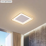 16.5’/20.5’ W Modern Led Flush Light Gold Squared Ceiling Lamp For Bedroom With Acrylic Shade -