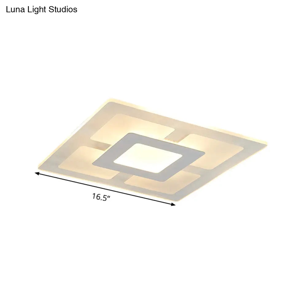 16.5’/20.5’ Wide Acrylic Square Ceiling Mounted Light - Modern Simple Style White Led Flush