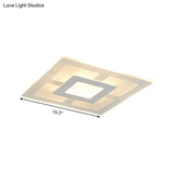 16.5’/20.5’ Wide Acrylic Square Ceiling Mounted Light - Modern Simple Style White Led Flush